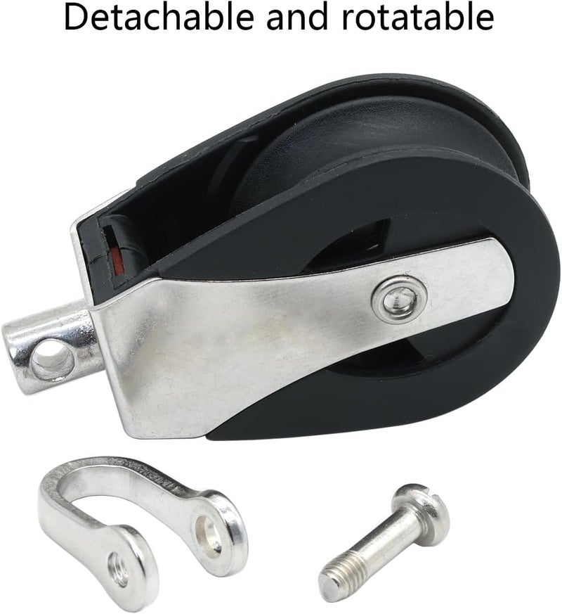 LTEMG High Load Marine Stainless Steel Nylon Block Single Pulley,Smooth Silent Bearing,Rope Runner Boat Accessories(2 Pcs) - Image 5